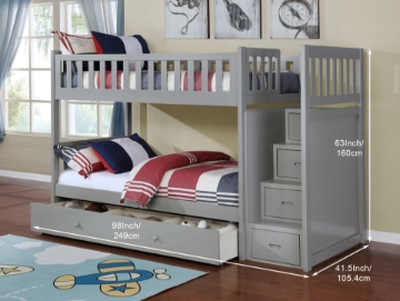Picture of JENAFIR Twin Over Twin Bunk Bed(Grey)