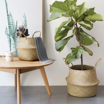 Picture of Seagrass Belly Basket/ Floor Planter/ Storage Belly Basket in Natural Color Medium Size