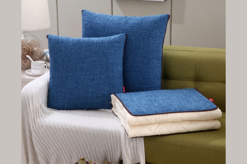 Picture of 2-in-1 Multifunction Throw Pillow & Cotton Blanket/ Quilt *Large Size *Blue