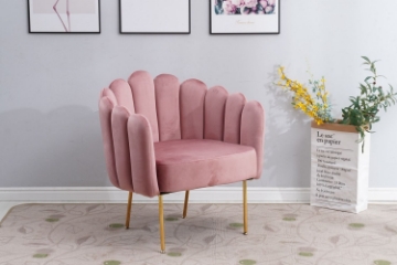 Picture of BLANEY Curved Flared Velvet Accent Chair (Pink)