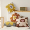 Picture of DAISY FLORAL STYLE SQUARE JACQUARD CUSHION WITH INNER (45CMX45CM) - WHITE BASE YELLOW DAISY