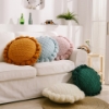Picture of ROUND HAND-KNITTED TASSEL CUSHION WITH INNER (Dia 19.6") -  SKY BLUE