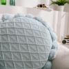 Picture of ROUND HAND-KNITTED TASSEL CUSHION WITH INNER (Dia 19.6") -  SKY BLUE
