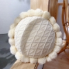 Picture of ROUND HAND-KNITTED TASSEL CUSHION WITH INNER (Dia 19.6") -  SKY BLUE