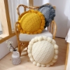 Picture of ROUND HAND-KNITTED TASSEL CUSHION WITH INNER (Dia 19.6") -  SKY BLUE