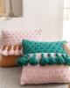 Picture of BI-COLOR HAND-KNITTED Tassel Square Cushion with Inner (17.5"x17.5")