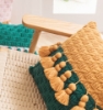 Picture of BI-COLOR HAND-KNITTED TASSEL SQUARE CUSHION WITH INNER 45CMX45CM - YELLOW & GREEN