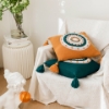 Picture of EMBROIDERED LINEN CUSHION WITH TASSEL AND INNER 45X45CM - PINK