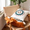 Picture of EMBROIDERED LINEN CUSHION WITH TASSEL AND INNER 45X45CM - BLUE