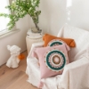 Picture of EMBROIDERED LINEN CUSHION WITH TASSEL AND INNER 45X45CM - BLUE