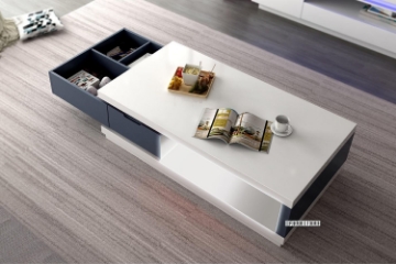 Picture of HANIMONT 120 Coffee Table with LED Lights (Swivel Storage/High Gloss White Top)