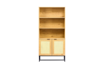 Picture of SAILOR 2-Door Bookshelf with Rattan (Oak)