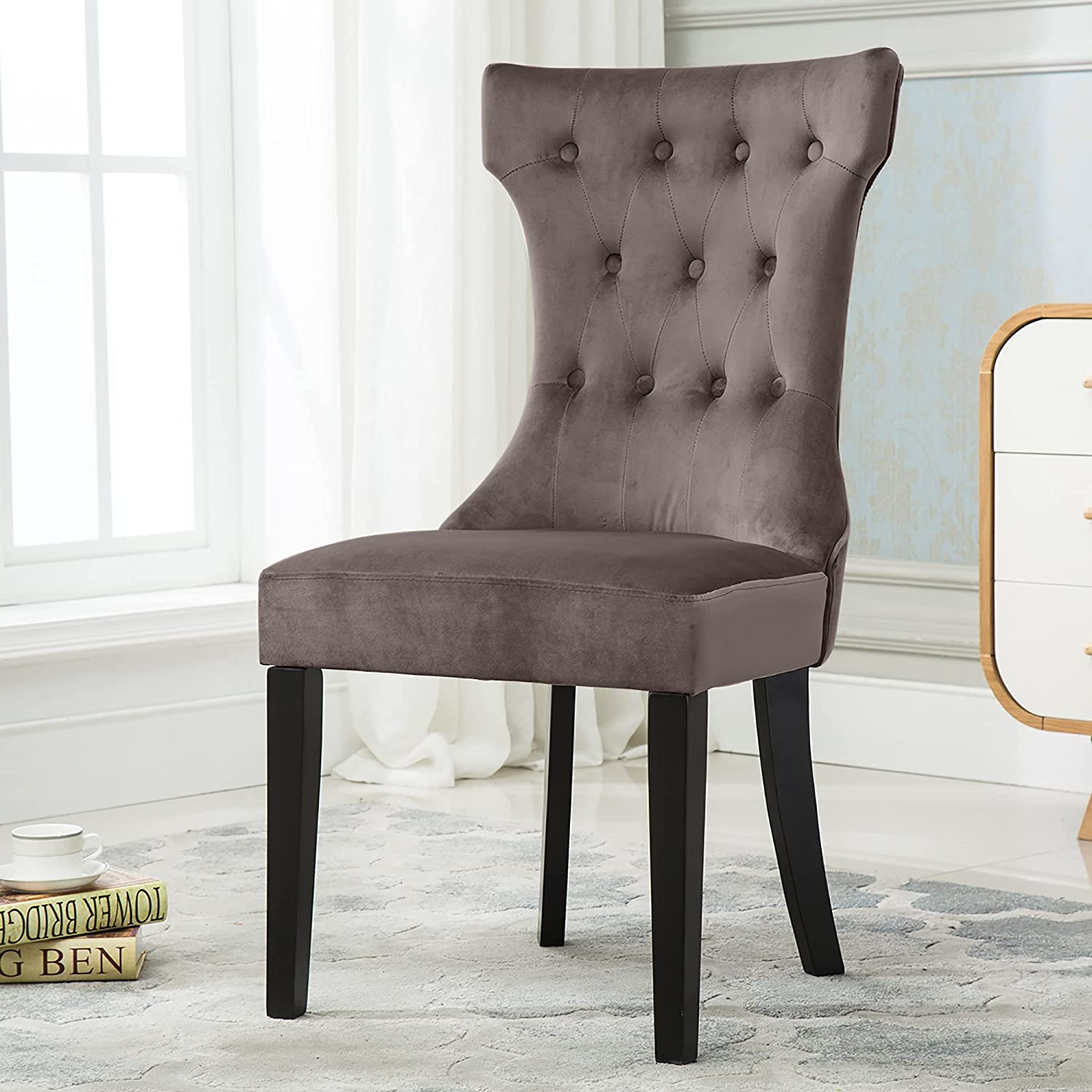 JORDAN Tufted Winged Back Dining Chair (Taupe)iFurnitureThe largest