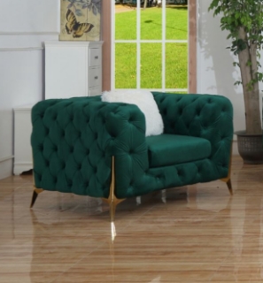 Picture of MANCHESTER 3+2+1 BUTTON-TUFTED Fabric Sofa Range (Green Velvet) - 1 Seater (Chair)