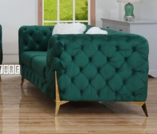Picture of MANCHESTER 3+2+1 BUTTON-TUFTED Fabric Sofa Range (Green Velvet) - 2 Seater (Loveseat)