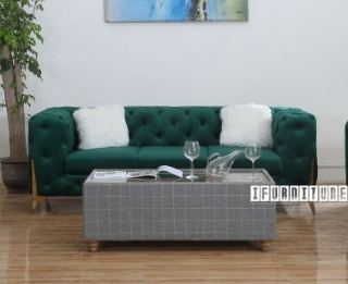 Picture of MANCHESTER 3+2+1 BUTTON-TUFTED Fabric Sofa Range (Greene Velvet) - 3 Seater (Sofa)