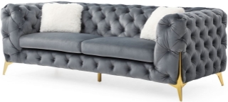 Picture of MANCHESTER 3+2+1 Button-Tufted Velvet Sofa Range (Gray) - Sofa