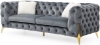 Picture of MANCHESTER 3+2+1 Button-Tufted Velvet Sofa Range (Gray) - Sofa, Loveseat and Armchair
