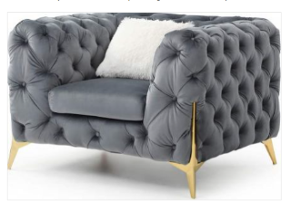Picture of MANCHESTER 3+2+1 Button-Tufted Velvet Sofa Range (Gray) - Armchair