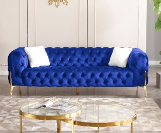 Picture of Norfolk  Button-Tufted Fabric  Sofa Blue 