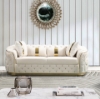 Picture of PIEDMONT Chesterfield Velvet Sofa Range (Beige) - Armchair + Loveseat + Sofa Set