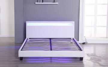 Picture of MOBBY Air Leather Bed Frame with LED Color Changing in Eastern King Size (White)