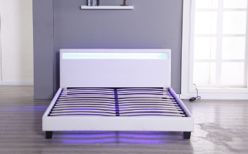 Picture of MOBBY White Faux Leather Platform Bed with LED color changing - Eastern King