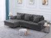 Picture of Goldstone Velvet Sectional sofa in Grey--Left facing