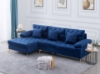 Picture of Goldstone Velvet Sectional sofa in Blue--Left  Facing 