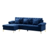 Picture of Goldstone Velvet Sectional sofa in Blue--Left  Facing 