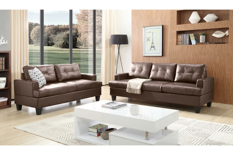 Picture of KNOLLWOOD Air Leather Sofa Range (Brown) - Loveseat + Sofa Set