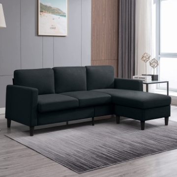 Picture of CLOVER Steel / Wood Frame & Reversible sectional with Storage Ottoman  in Dark Grey