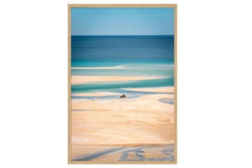 Picture of BEACH at Abel Tasman National Park - Wood Color Framed Canvas Print Wall Art (150cm x 100cm)