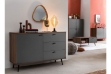 Picture of RIO 46.5" 1-Door 3-Drawer Sideboard/Buffet (Solid Lacquer with Real Dark Walnut Veneer)