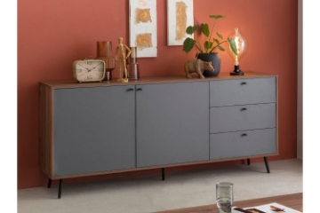 Picture of RIO 176 2-Door 3-Drawer Sideboard/Buffet (Solid Lacquer with Real Dark Walnut Veneer)