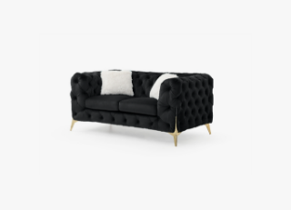 Picture of VIGO 3+2+1 Chesterfield Tufted Velvet Sofa Range (Black) - 2 Seater (Loveseat)