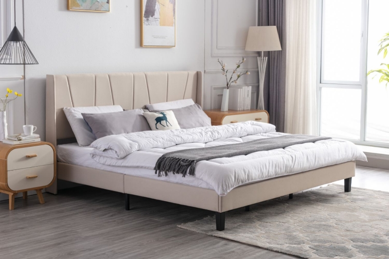 Picture of ALASKA Fabric Bed Frame in Eastern King Size (Beige)