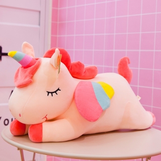 Picture of Cute Rainbow with Winged Unicorn Plush Toy (Pink) - 32 inches