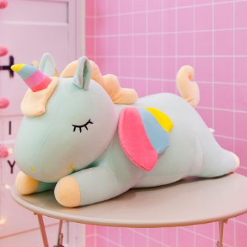 Picture of Rainbow Style Unicorn Plush Cushion (Green) - 32 inches