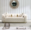 Picture of PIEDMONT Chesterfield Velvet Sofa Range (Beige) - Loveseat + Sofa Set