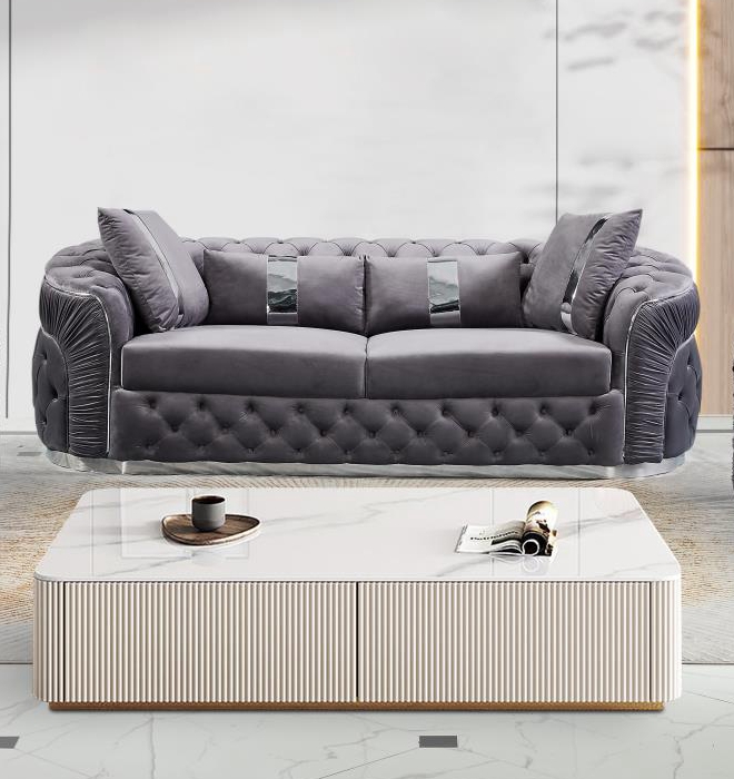 PIEDMONT Chesterfield Velvet Sofa Range (Grey)-iFurniture-The largest ...