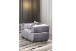 Picture of VEGAS Chesterfield Velvet Sofa Range (Grey) - 1 Seater (Armchair)
