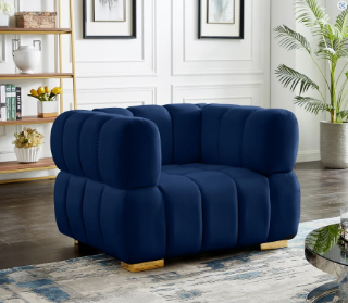 Picture of VEGAS Chesterfield Velvet Sofa Range (Blue) - 1 Seater (Armchair)
