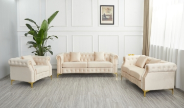 Picture of BONA Tufted Velvet Sofa and Loveseat Set (BEIGE) 