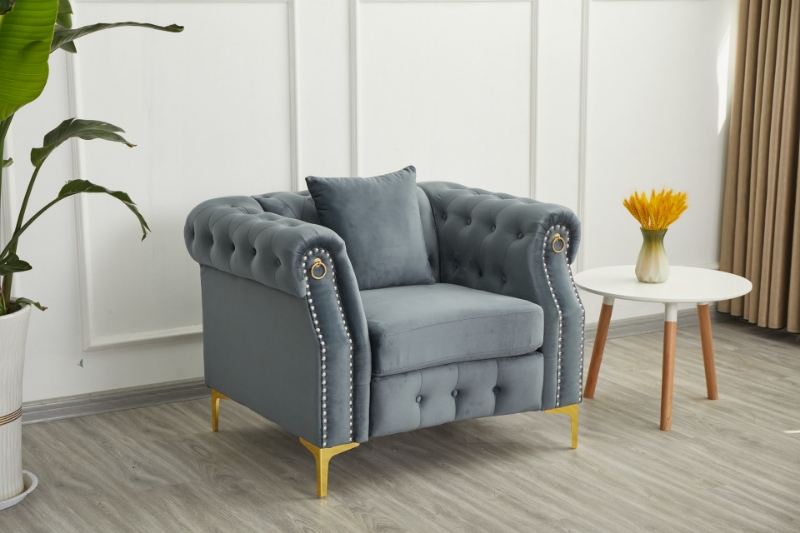 Picture of BONA Tufted Velvet Sofa Range (Grey)- Armchair