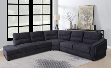 Picture of EDGEWOOD 3PC Sectional Sofa with Bumper Storage Ottoman (Charcoal)
