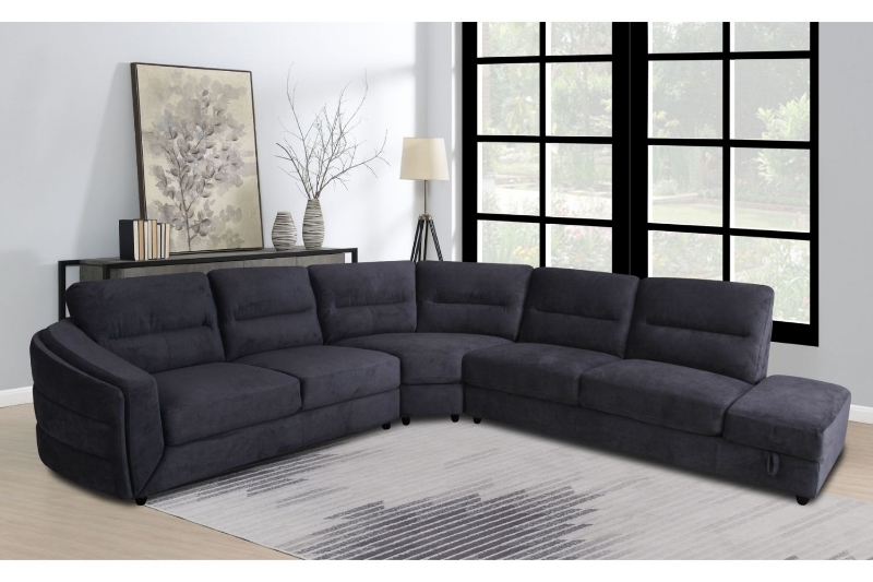 Picture of EDGEWOOD 3PC Sectional Sofa with Bumper Storage Ottoman (Charcoal)