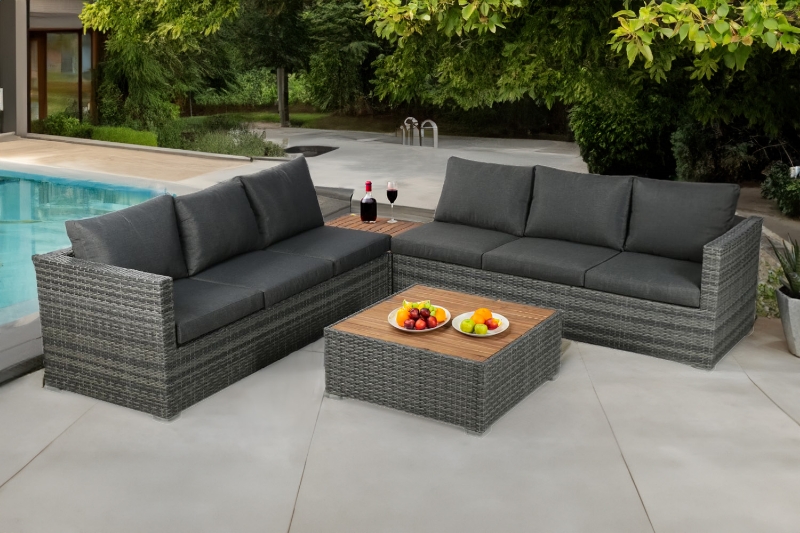 Picture of CONNERY Aluminum Frame Outdoor Sectional Sofa Set with Coffee Table & Corner Table