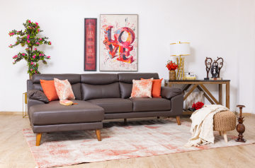 Picture of ANVIL 100% Genuine Leather Sectional Sofa  (Dark Brown) 