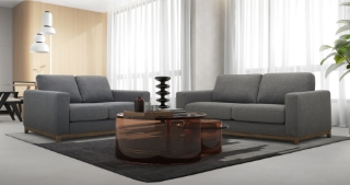 Picture of SIESTA Fabric Sofa Range (Dark Grey) - Loveseat+Sofa Set